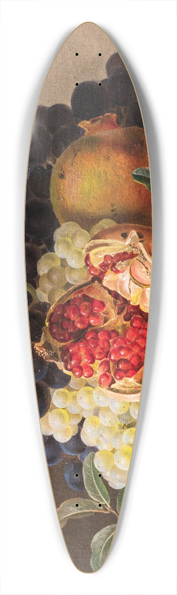 Johan Laurentz Jensen - Pomegranates and green and blue grapes on a marble frame 39.3 inch art pintail longboard deck