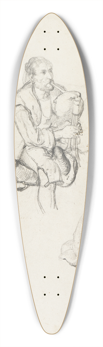 Johann Baptist Kirner - Old Zampogna player, sitting 39.3 inch art pintail longboard deck