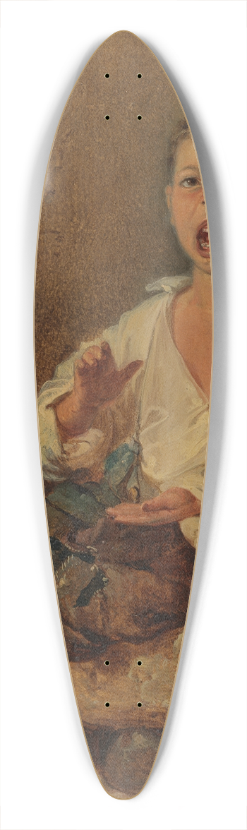 Johann Baptist Kirner - Schreiender, in die Hnde klatschender Italienerjunge, auf einer Steinplatte sitzend 39.3 inch art pintail longboard deck