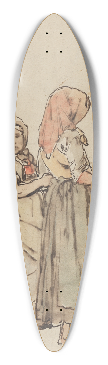 Johann Baptist Kirner - Zwei junge Mdchen und ein Kind vor einer Landschaft 39.3 inch art pintail longboard deck