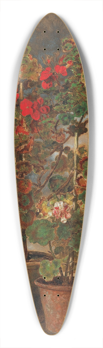 Johann Baptist Reiter - Geraniums 39.3 inch art pintail longboard deck
