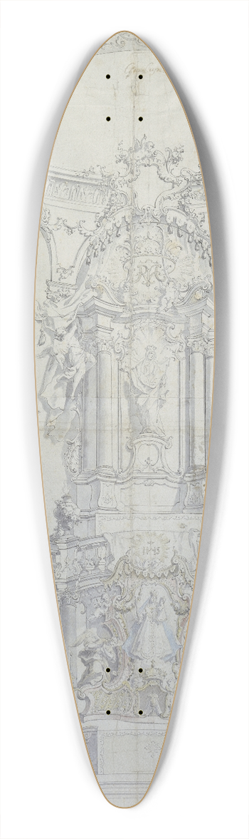 Johann Baptist Zimmermann  - Altarentwurf hinter Sulenbogen (Hochaltar in Andechs) 39.3 inch art pintail longboard deck