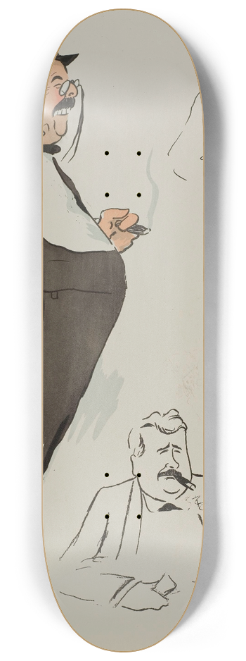 Georges Goursat (Sem) - Comte Hallez-Claparde, Me Poulet, James Hennessy 8.25 inch art skate deck