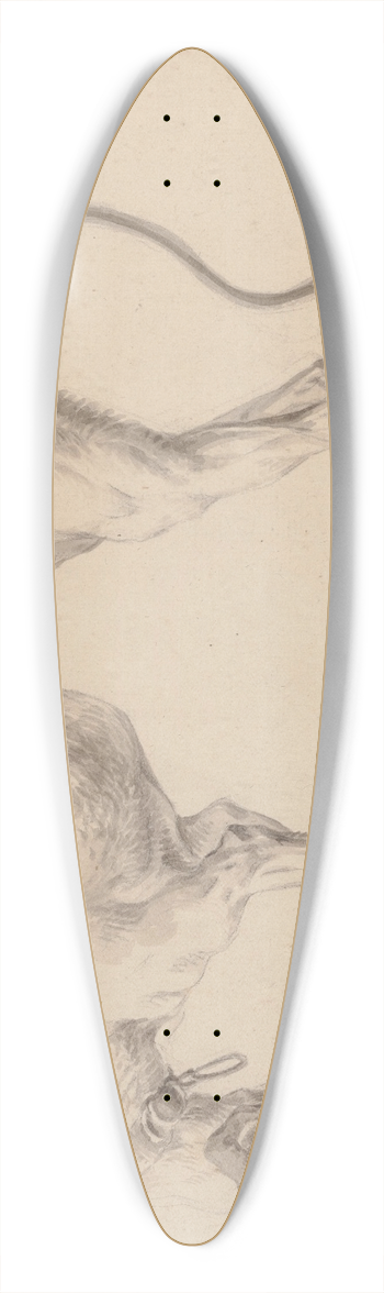 Johann Elias Ridinger - Study of a greyhound 39.3 inch art pintail longboard deck