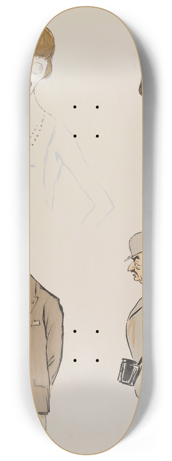 Georges Goursat (Sem) - deux tudes dun personnage fminin et deux personnages masculins 8.25 inch art skate deck