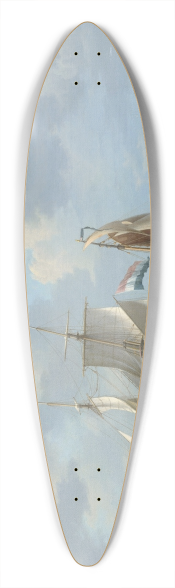 Johannes Hermanus Koekkoek - Ships in a squall with figures on shore 39.3 inch art pintail longboard deck