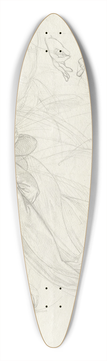 Johann Evangelist Scheffer von Leonhardshoff - Two Grieving Angels (verso) 39.3 inch art pintail longboard deck