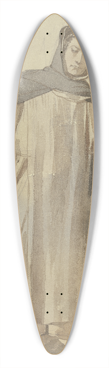 Johann Heinrich Hasselhorst - Mnch an einer Tre klopfend 39.3 inch art pintail longboard deck
