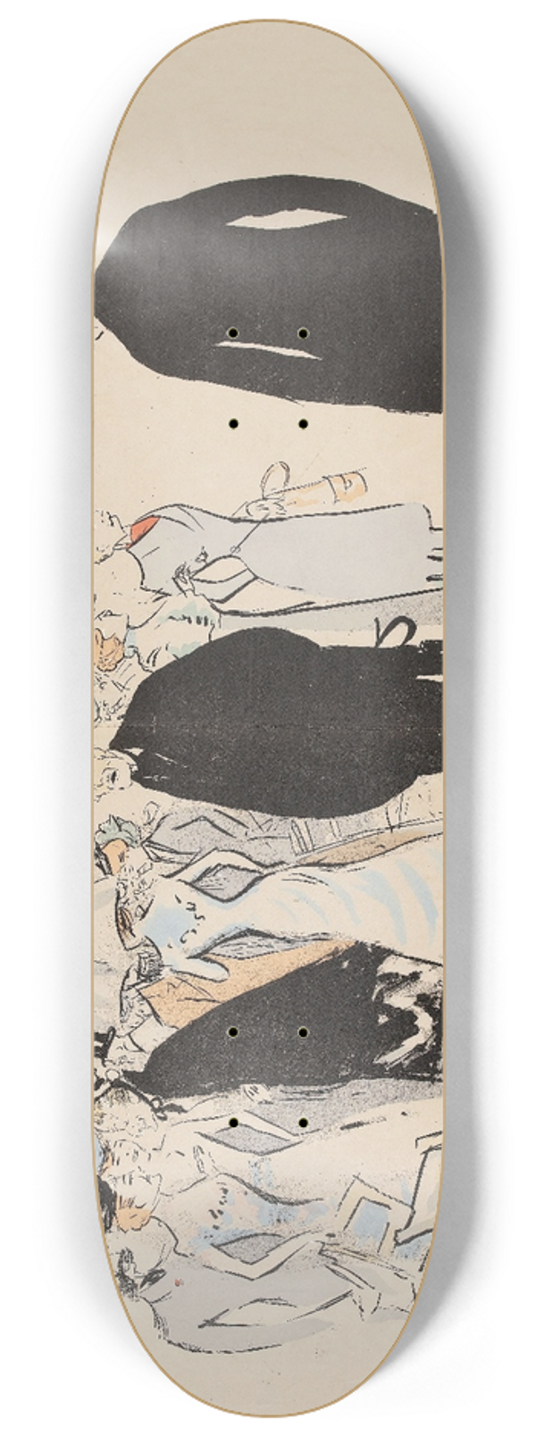 Georges Goursat (Sem) - Le Prince Troubetzkoy, la Baronne Alphonse de Rothschild, le Baron Gustave de Rothschild, le Marquis Boni de Castellane, Monsieur Emile Deschamps 8.25 inch art skate deck