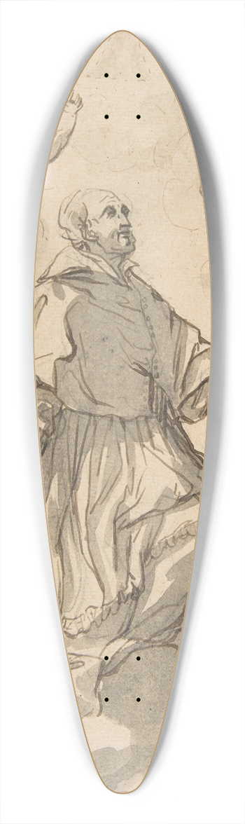 Johann Jacob Eybelwieser - Saint Augustine on Clouds Surrounded by Angels 39.3 inch art pintail longboard deck