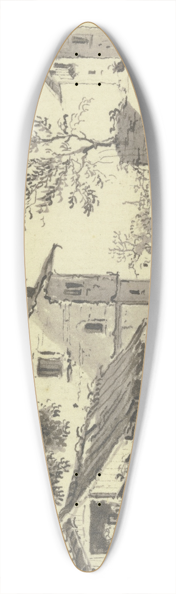 Johann Ludwig Aberli - Strae in einem Dorf 39.3 inch art pintail longboard deck