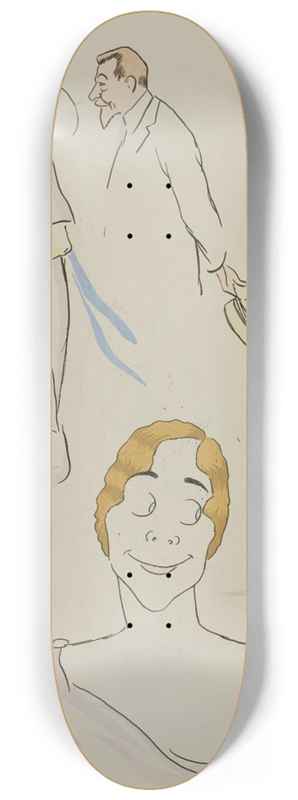 Georges Goursat (Sem) - M et Mme Doyen, Saint-Alary, Madame Charron, Fernand Charron 8.25 inch art skate deck