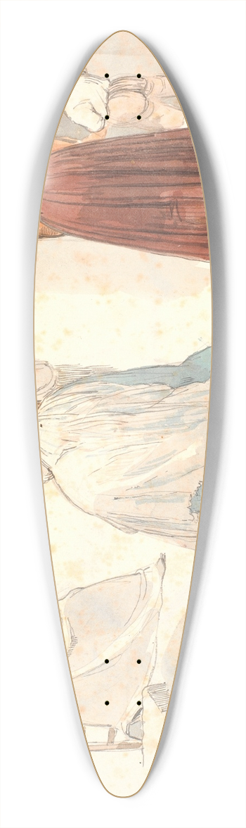 Johan Thomas Lundbye - Fire studier af italienerinder, den ene med et barn ved hnden, samt et studie af et barn, og et studie af en gadefe-jer 39.3 inch art pintail longboard deck