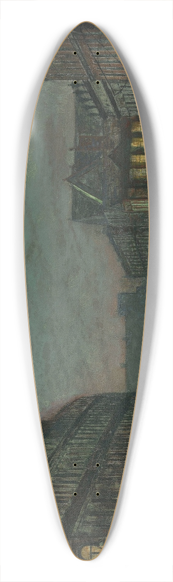 John Atkinson Grimshaw - Boar Lane, Leeds by lamplight 39.3 inch art pintail longboard deck