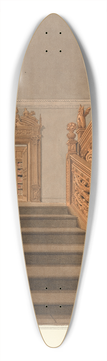 John Buckler - Staircase at Blithfield 39.3 inch art pintail longboard deck
