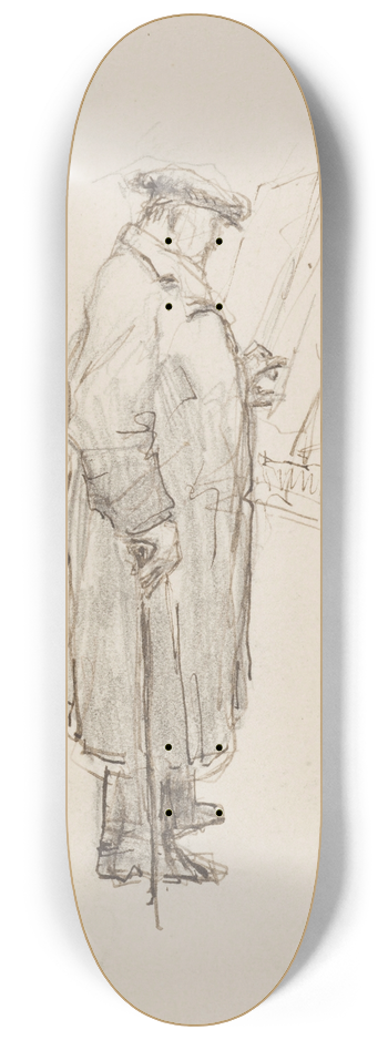 Georges Hugo - Homme de profil lisant des affiches 8.25 inch art skate deck