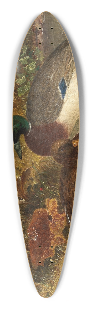 John Frederick Herring Snr. - Ducks and ducklings by a pond 39.3 inch art pintail longboard deck
