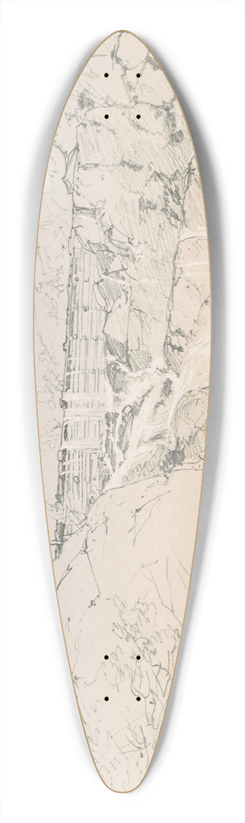 John Frederick Kensett - Building by a Dam 39.3 inch art pintail longboard deck
