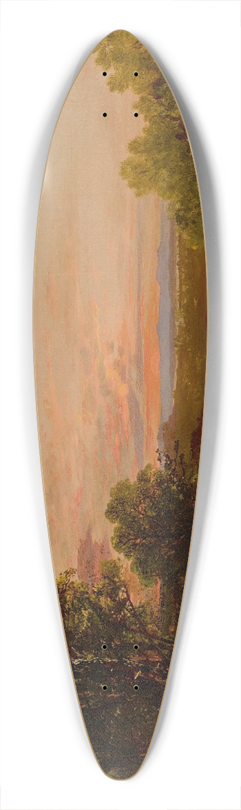 John Frederick Kensett - Sunset Over The Catskills 39.3 inch art pintail longboard deck