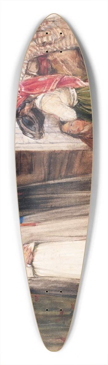 John Frederick Lewis - Asking for alms 39.3 inch art pintail longboard deck