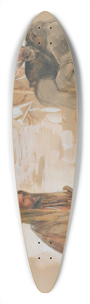 John Frederick Lewis - Study Of Three Arabs 39.3 inch art pintail longboard deck