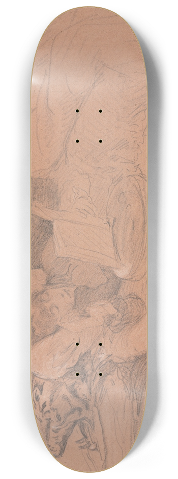 Georges Jules Victor Clairin - Sarah Bernhardt Reclining on a Divan, Reading 8.25 inch art skate deck