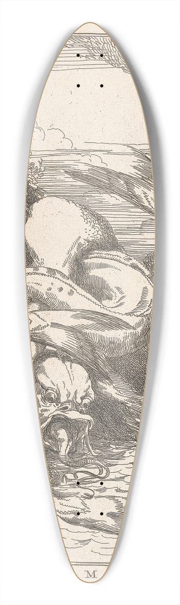 John Hamilton Mortimer - Enraged Monster 39.3 inch art pintail longboard deck