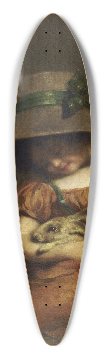 John Hoppner - Girl with a Rabbit 39.3 inch art pintail longboard deck