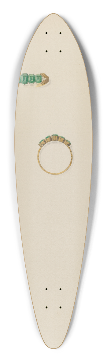 John H. Tercuzzi - Emerald Ring 39.3 inch art pintail longboard deck