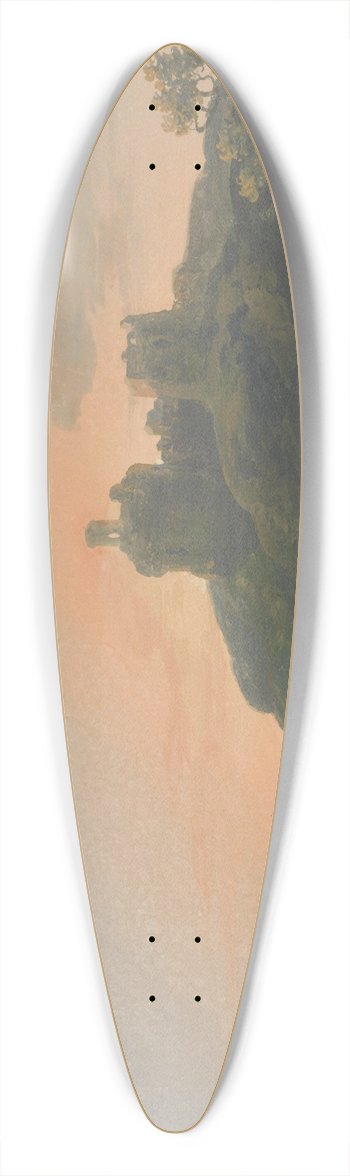 John Laporte - Evening  Landscape with a Ruined Castle 39.3 inch art pintail longboard deck