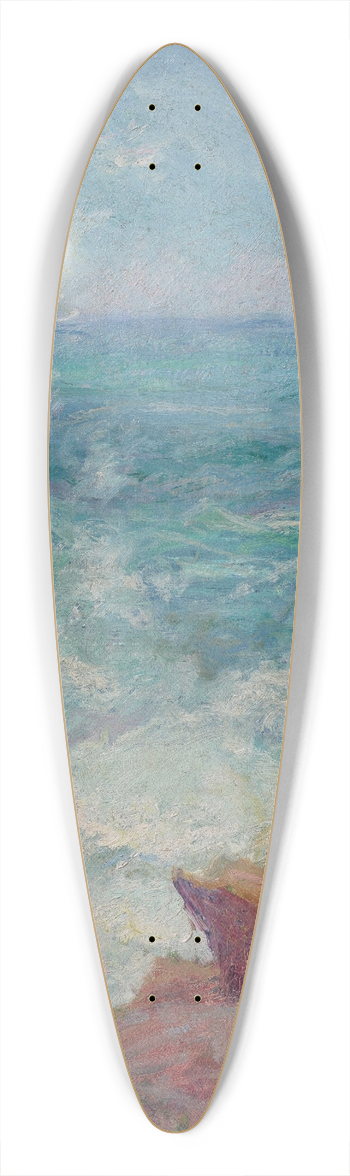 John Leslie Breck - Surf at Gloucester 39.3 inch art pintail longboard deck