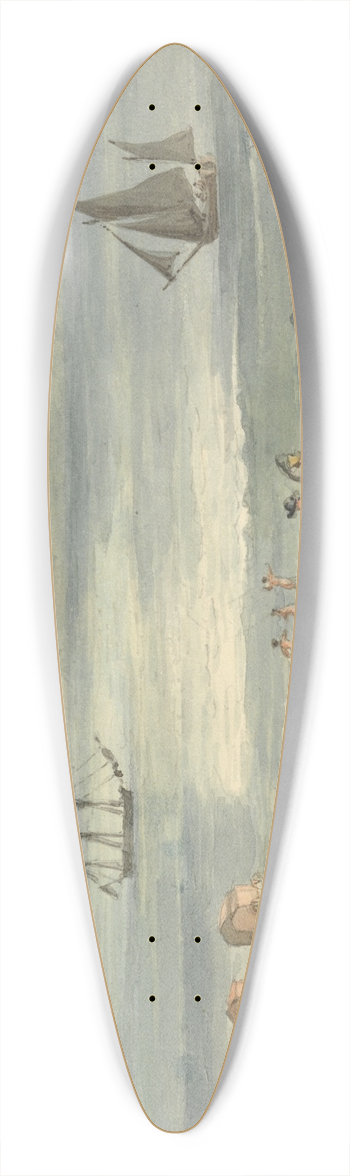 John Nixon - On the Sands at Brighton; Figures Walking on the Shore 39.3 inch art pintail longboard deck