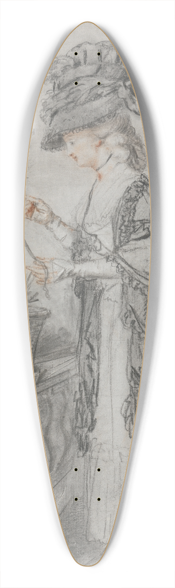 John Raphael Smith - Lady on a Terrace Tending a Carnation Plant 39.3 inch art pintail longboard deck
