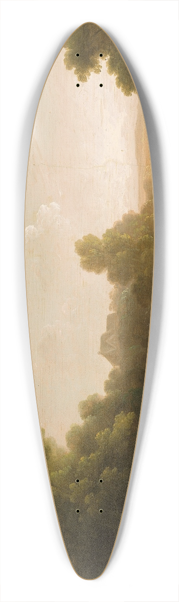 John Rathbone - Landscape with Figures Crossing a Bridge 39.3 inch art pintail longboard deck