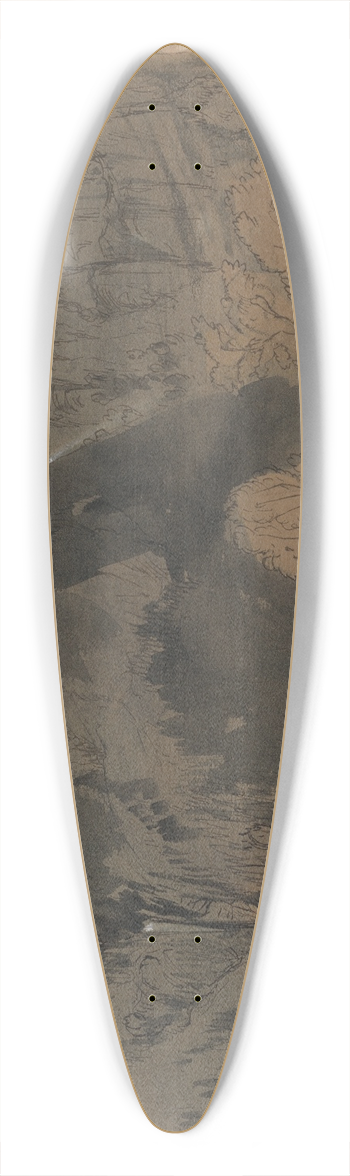 John Ruskin - Mountainous Landscape. 39.3 inch art pintail longboard deck