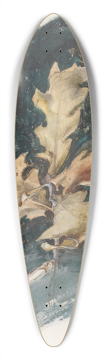John Ruskin - Study of an Oak Leaf 39.3 inch art pintail longboard deck