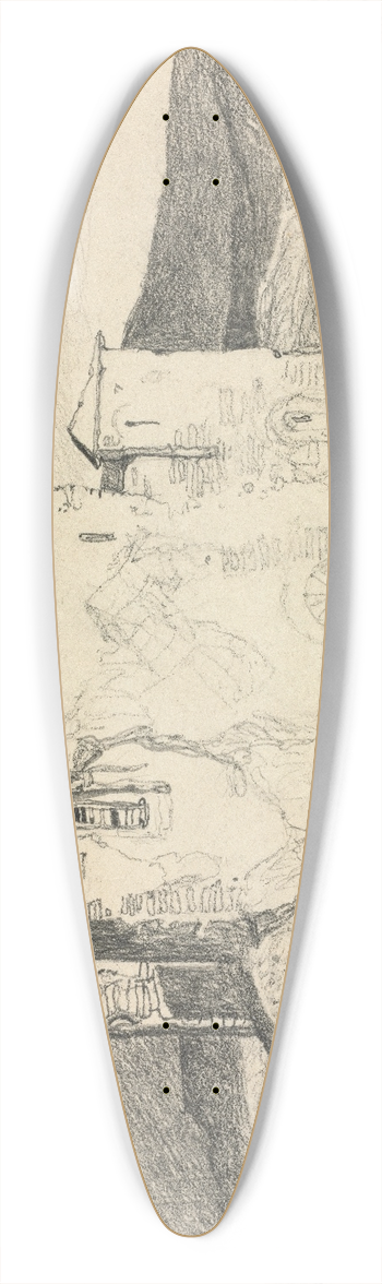 John Sell Cotman - A Castle in Normandy 39.3 inch art pintail longboard deck