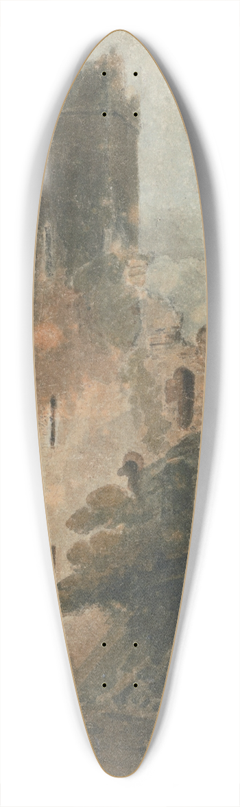 John Sell Cotman - A Castle Tower (Caernarvon Castle) 39.3 inch art pintail longboard deck