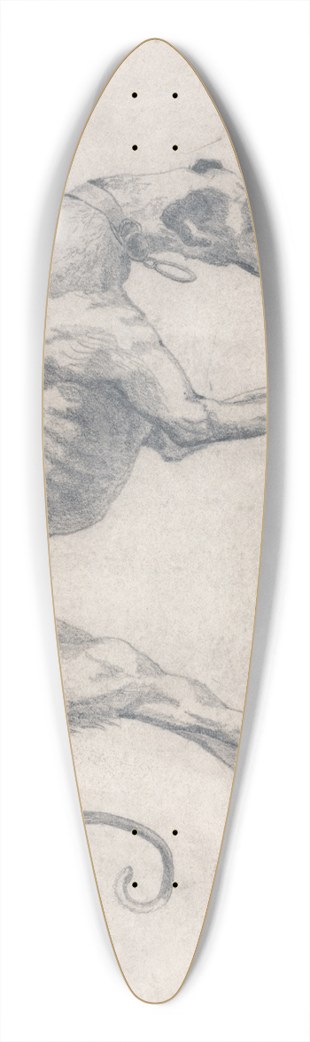 John Sell Cotman - A Starved Greyhound 39.3 inch art pintail longboard deck