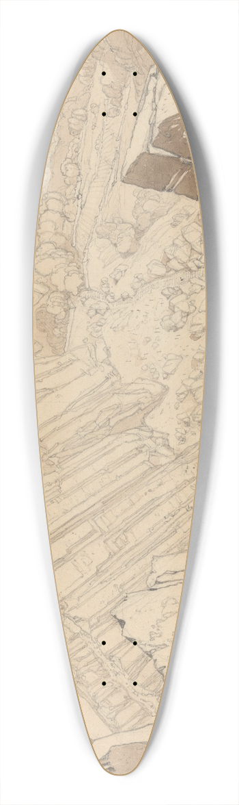 John Sell Cotman - Domfront, Looking to the South East 39.3 inch art pintail longboard deck