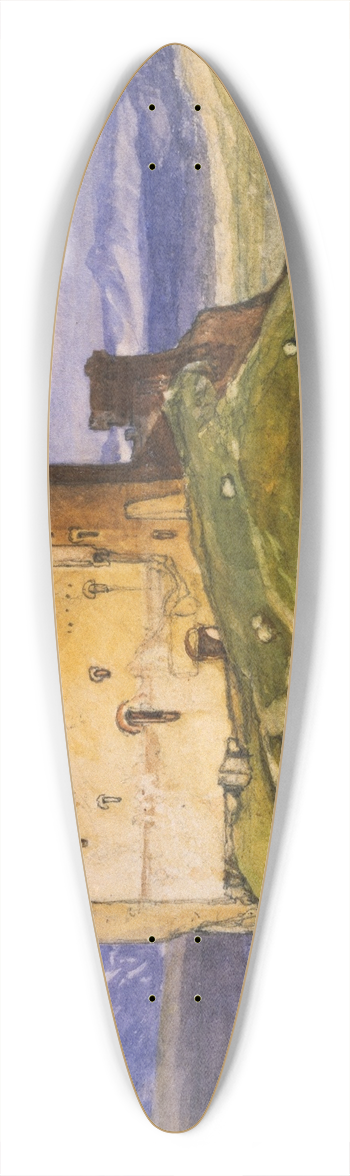 John Sell Cotman - Harlech Castle 39.3 inch art pintail longboard deck
