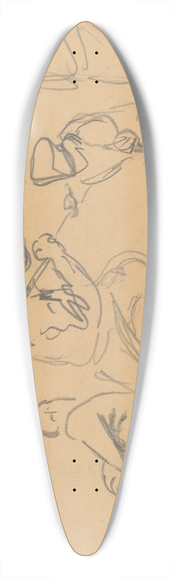 John Singer Sargent - Men Pulling Ropes 39.3 inch art pintail longboard deck