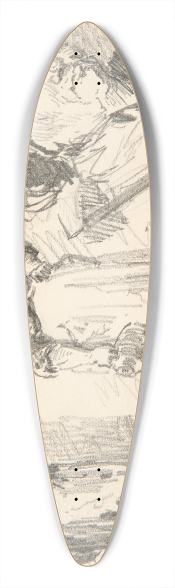 John Singer Sargent - Two Standing Figures and OneHead 39.3 inch art pintail longboard deck