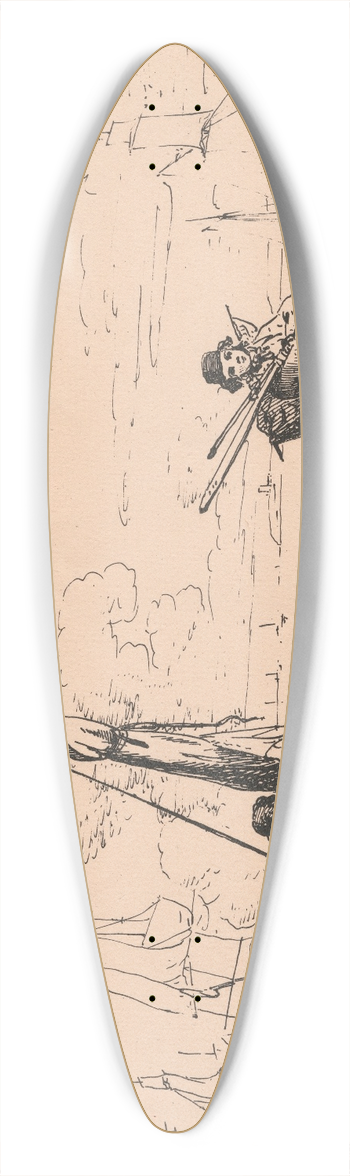 John Thomas Serres - Harbour Scene 39.3 inch art pintail longboard deck