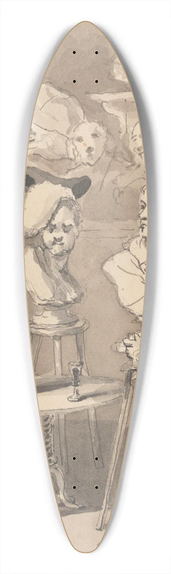 John Thomas Smith - Hogarth Sitting to Roubiliac for His Bust 39.3 inch art pintail longboard deck