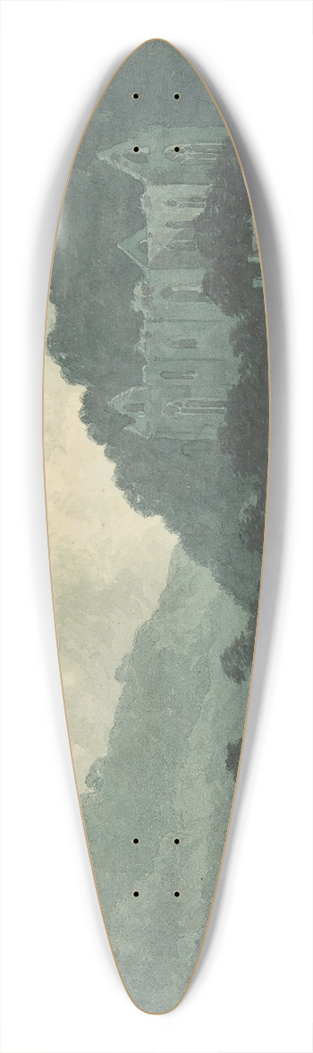 John Warwick Smith - Tintern Abbey by Moonlight 39.3 inch art pintail longboard deck