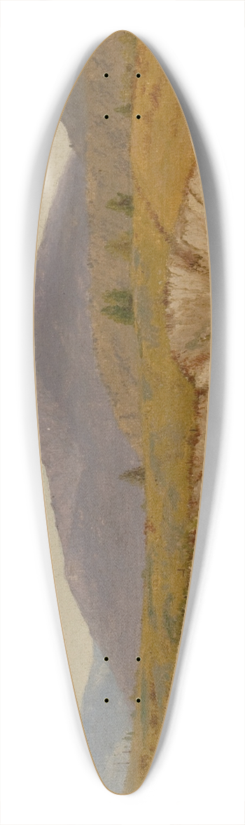 John William Hill - Landscape with Mountains 39.3 inch art pintail longboard deck