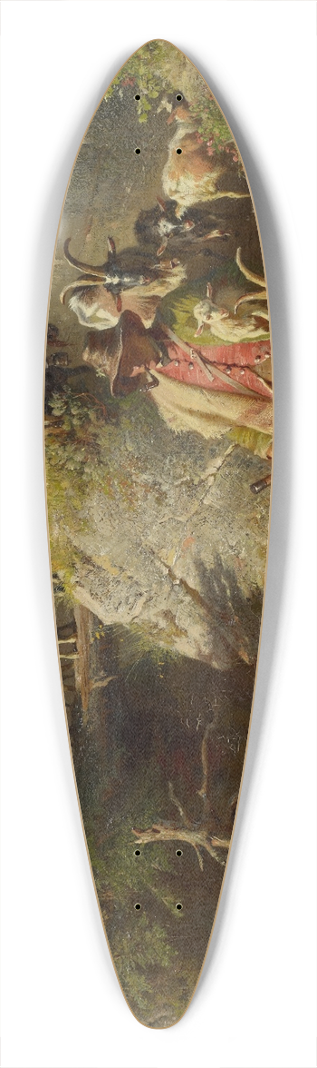 Josef Anton Braith - Shepherd with Flock of Goats 39.3 inch art pintail longboard deck