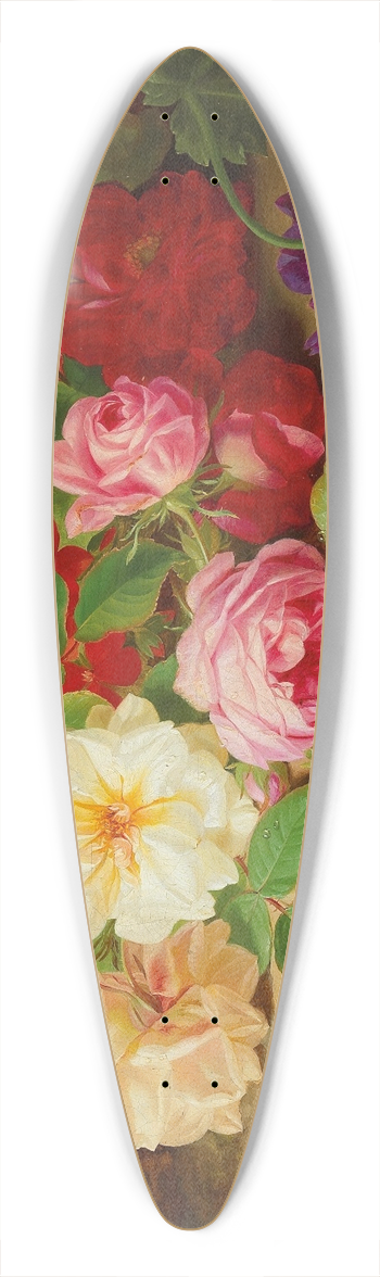 Josef Lauer - A Forest Floor with Roses and a Butterfly 39.3 inch art pintail longboard deck