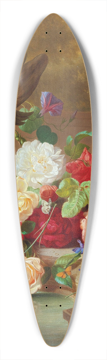 Josef Schuster - Blumenstck Mit Schmetterling In Einer Parklandschaft 39.3 inch art pintail longboard deck